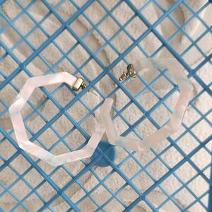 Hexagon Pink Hoop Earrings